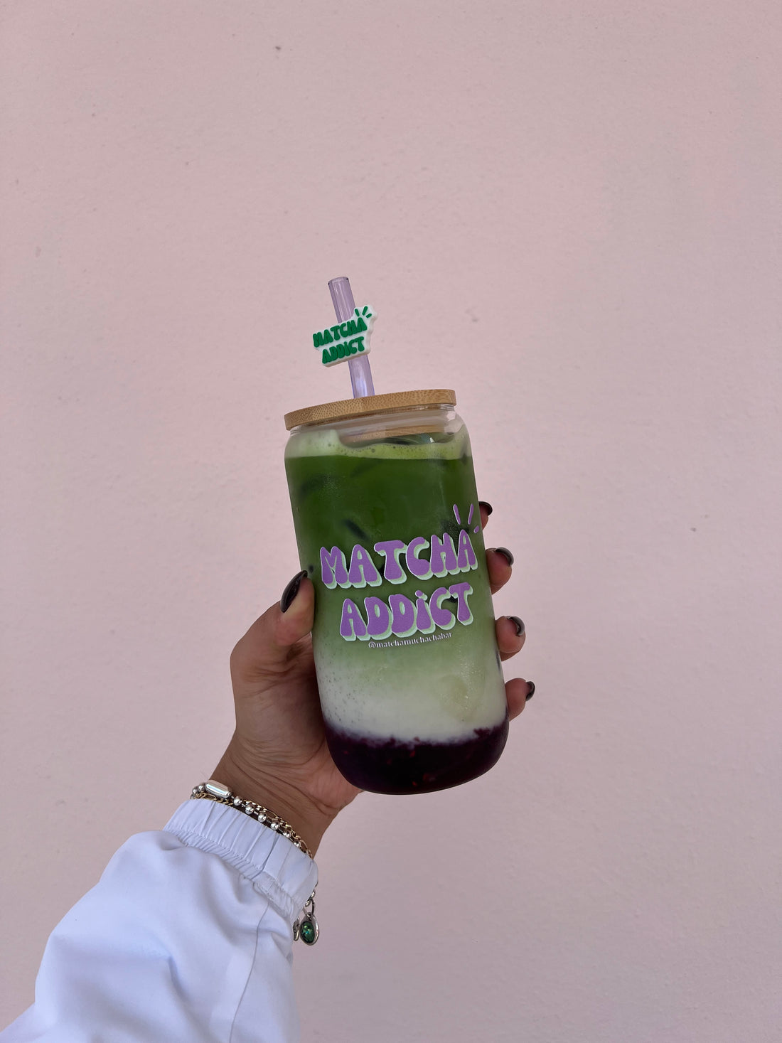 🧋Glass Cup – “Matcha Addict