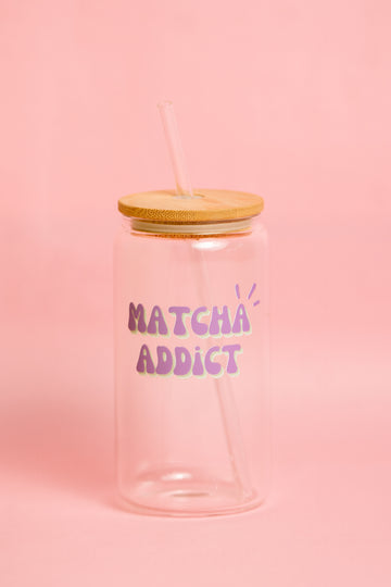 🧋Glass Cup – “Matcha Addict